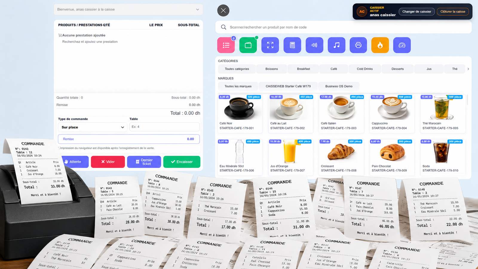 CaisseWebApp multi-secteurs : snack, pharmacie, salon beauté, supérette, électronique